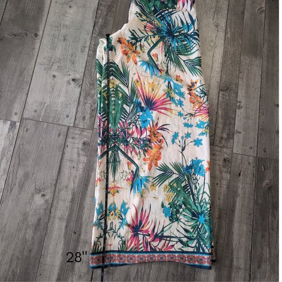 Flying Tomato, Strappy Cold Shoulder Ruffle Pants Romper, Tropical Print, Sz S - Picture 8 of 9